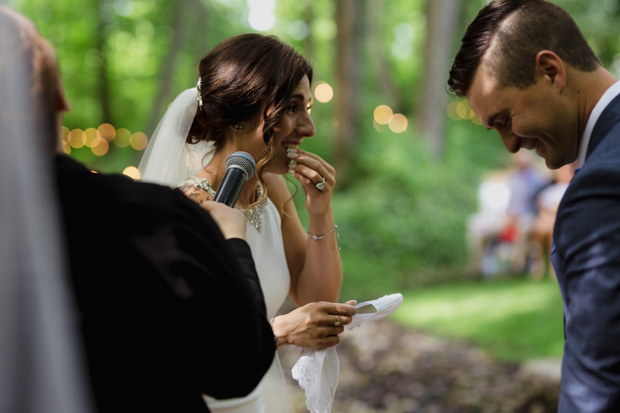 Wedding photos ceremony bride forgets her gum is in her mouth at the alter