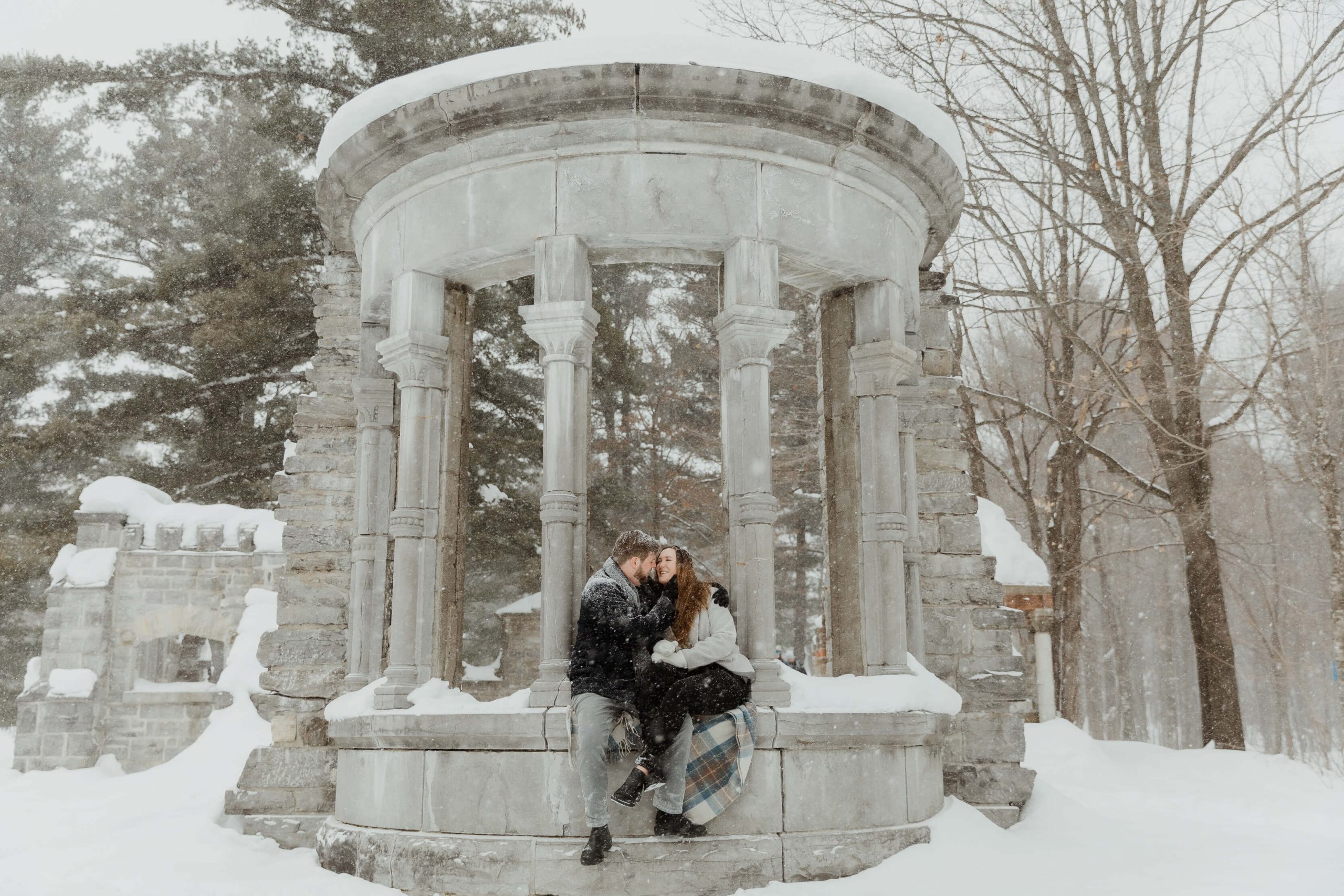Winter wonderland engagement photos at McKenzie King Estates in Gatineau Park, QC by Sonia V Photography