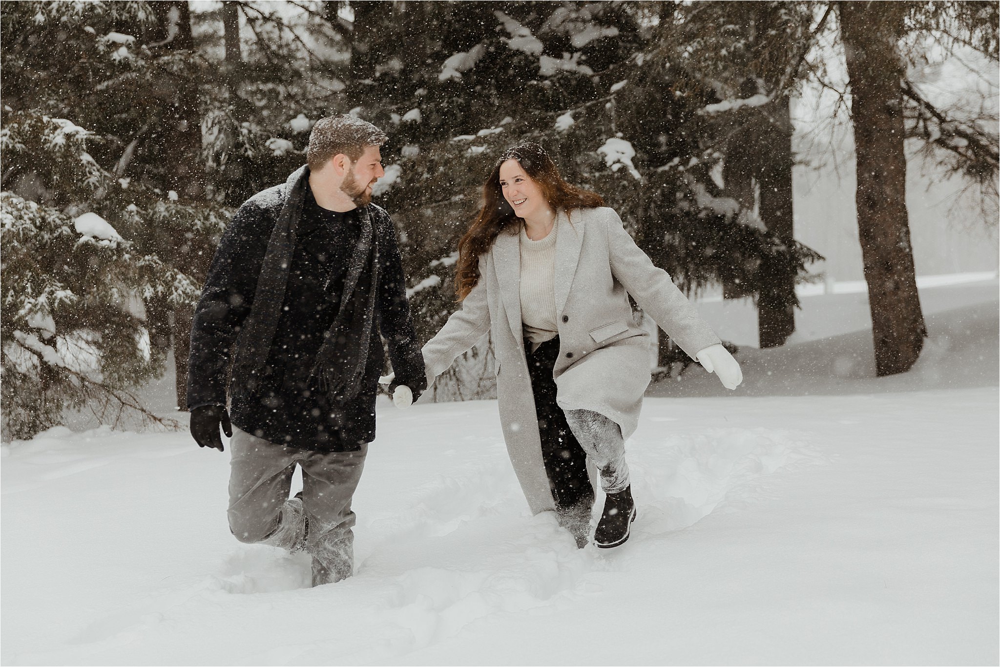 Snowy winter engagement photo shoot at McKenzie King Estates in Gatineau Park - Ottawa wedding photographer