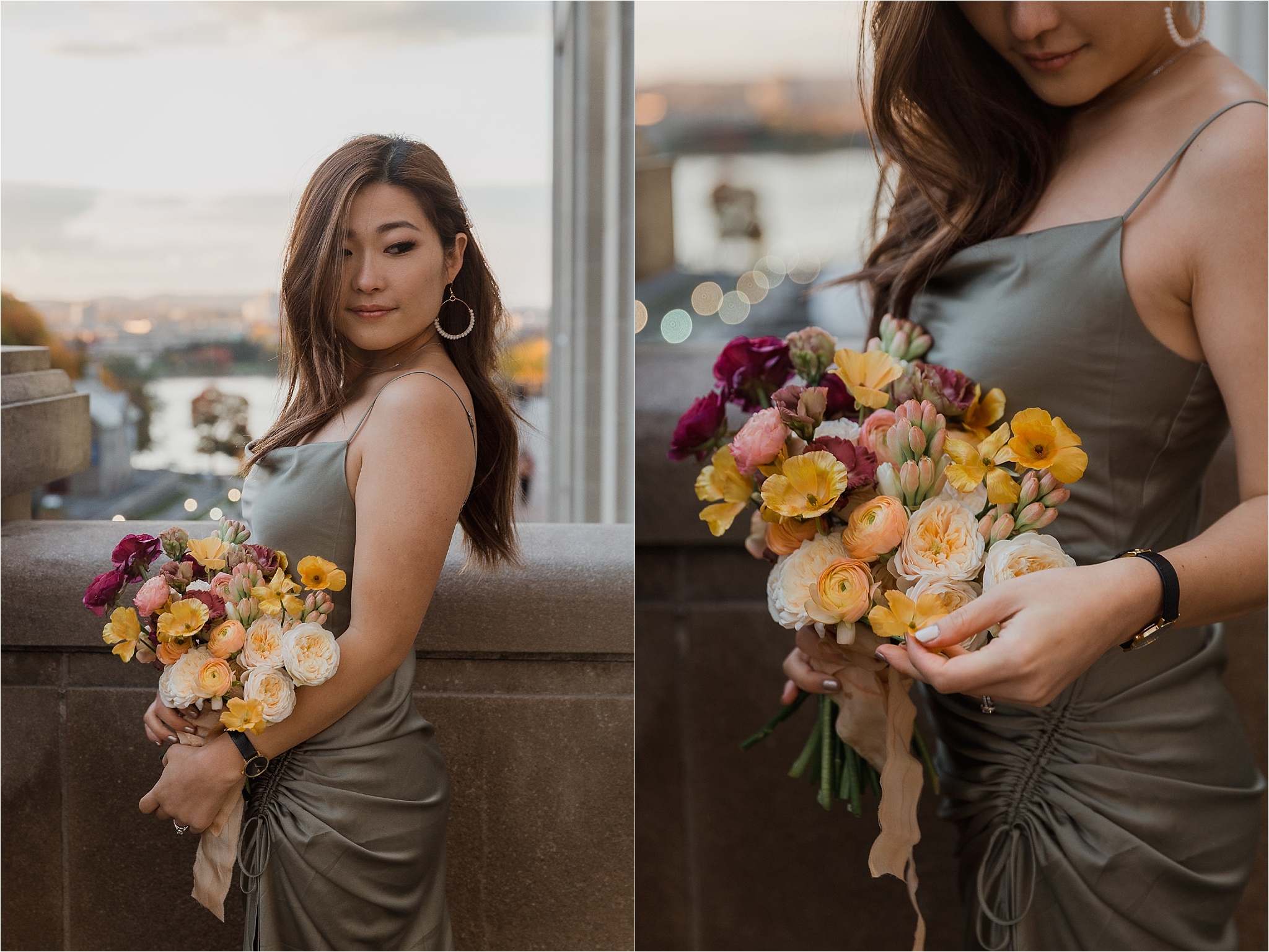 Downtown Ottawa elopement photo shoot ombre bouquet, Major's Hill Park, photography by Sonia V Photography