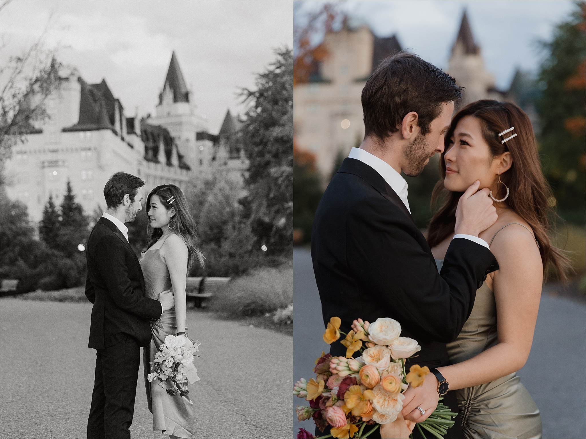 Downtown Ottawa elopement photo shoot ombre bouquet, Major's Hill Park, photography by Sonia V Photography