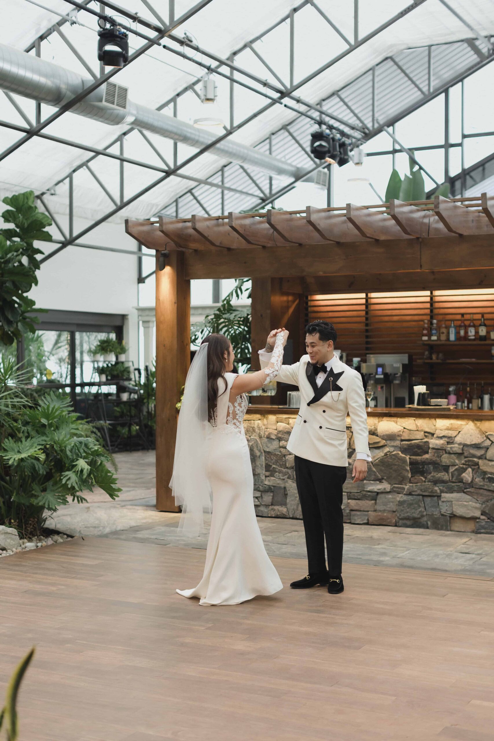 Snowy Winter Wedding With an All Black Dress Code at a Greenhouse - Sonia V Photography