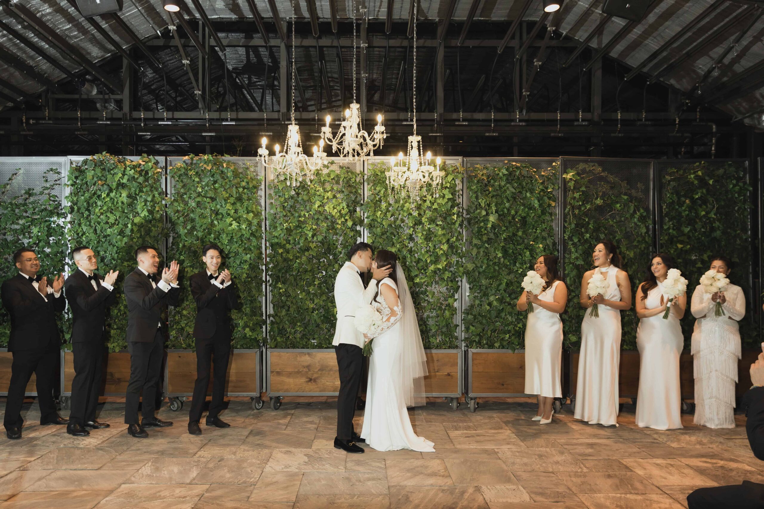 Snowy Winter Wedding With an All Black Dress Code at a Greenhouse - Sonia V Photography