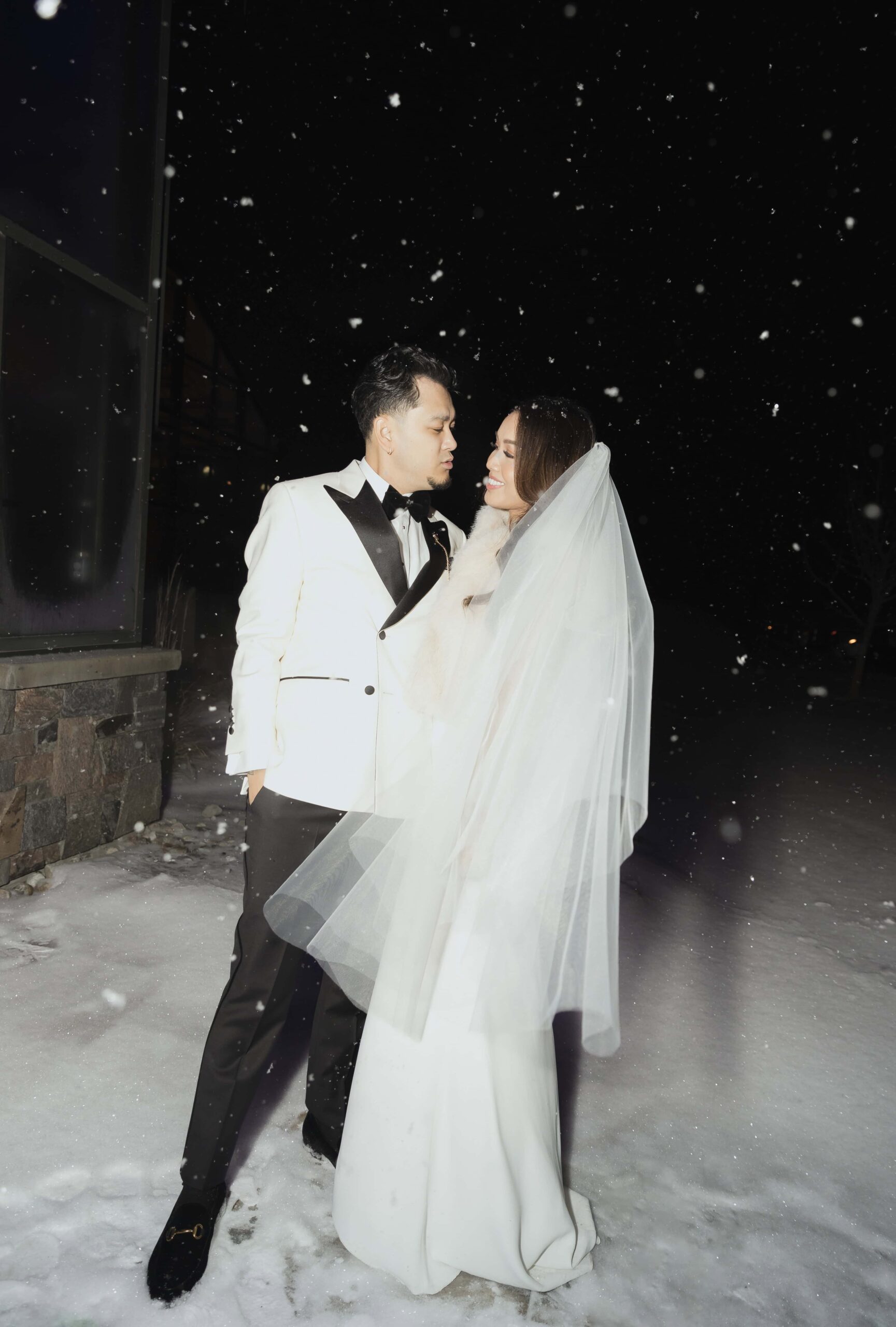 Snowy Winter Wedding With an All Black Dress Code at a Greenhouse - Sonia V Photography