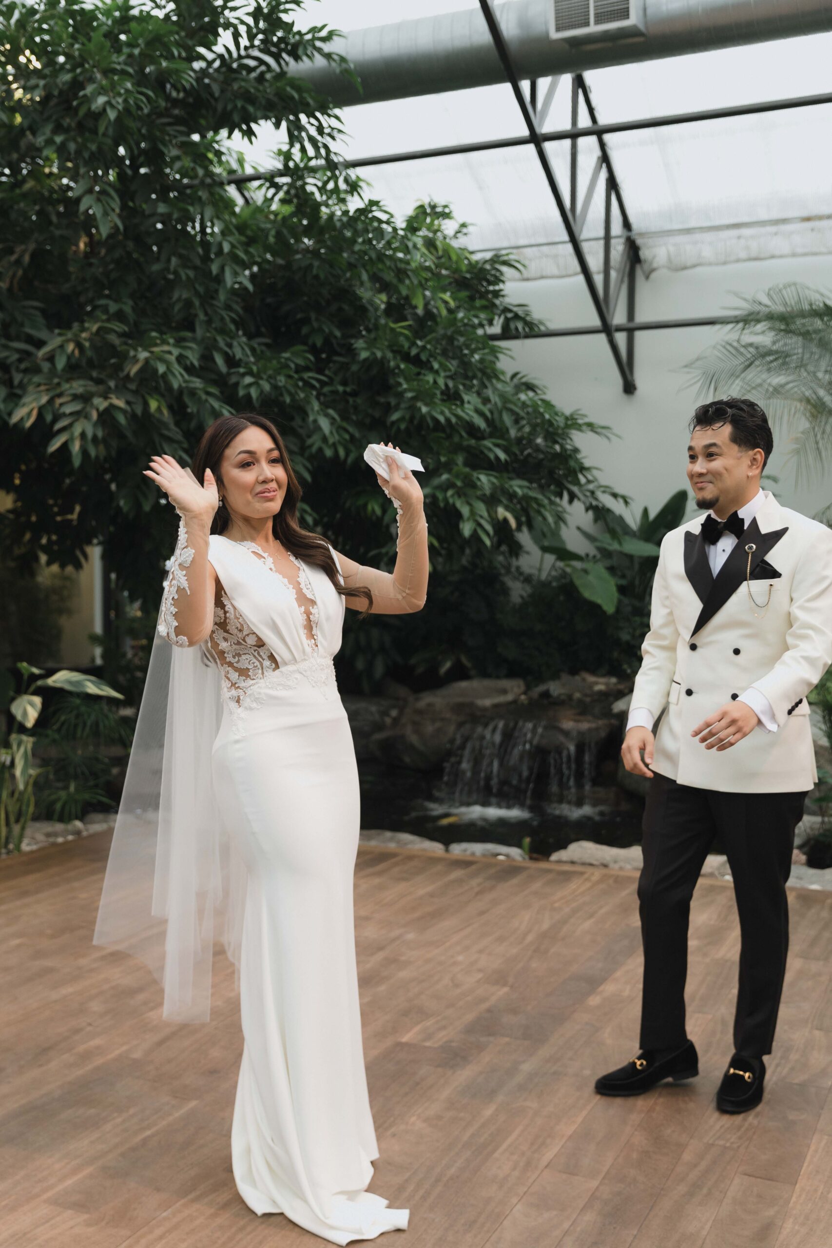 Snowy Winter Wedding With an All Black Dress Code at a Greenhouse - Sonia V Photography