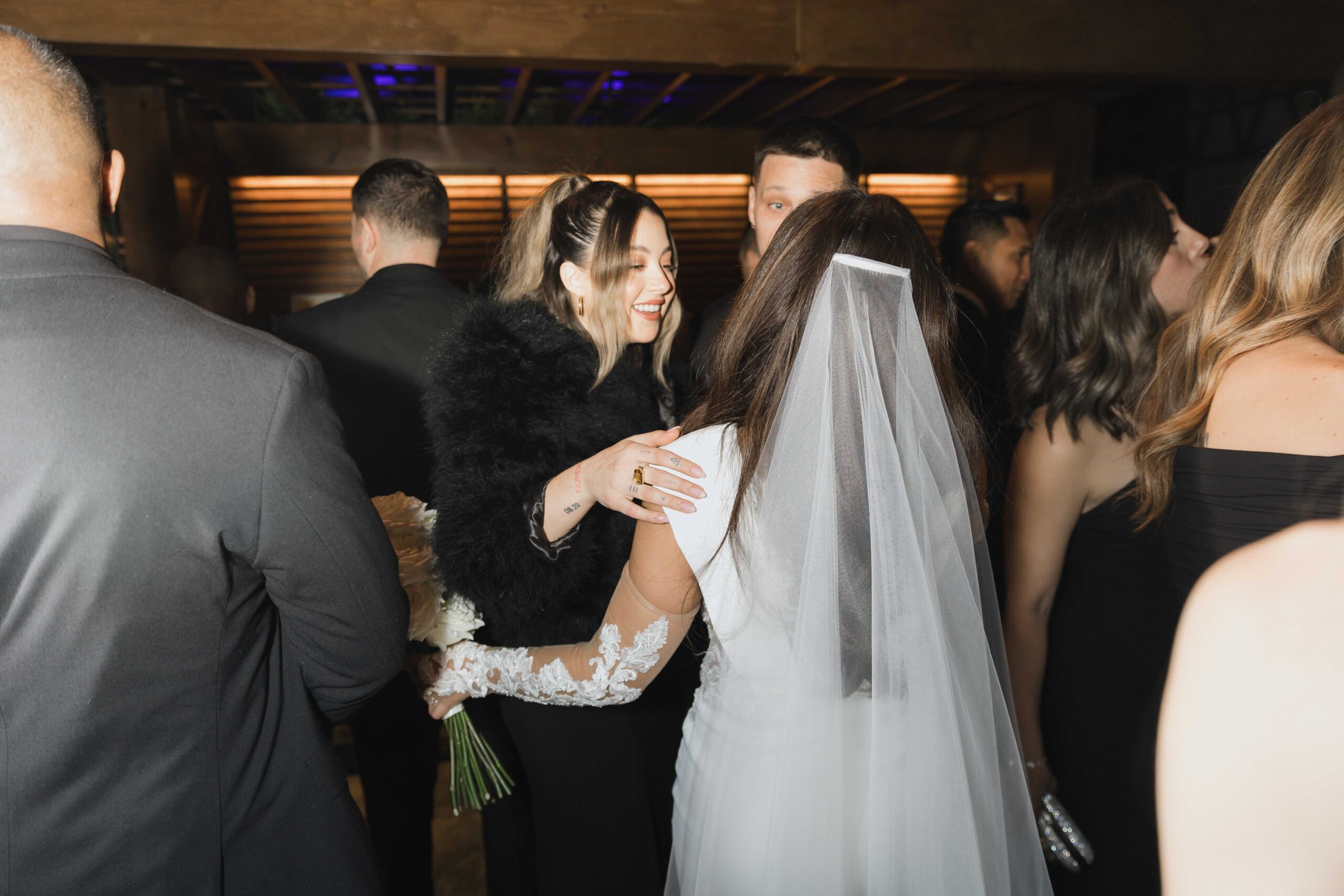 Snowy Winter Wedding With an All Black Dress Code at a Greenhouse - Sonia V Photography