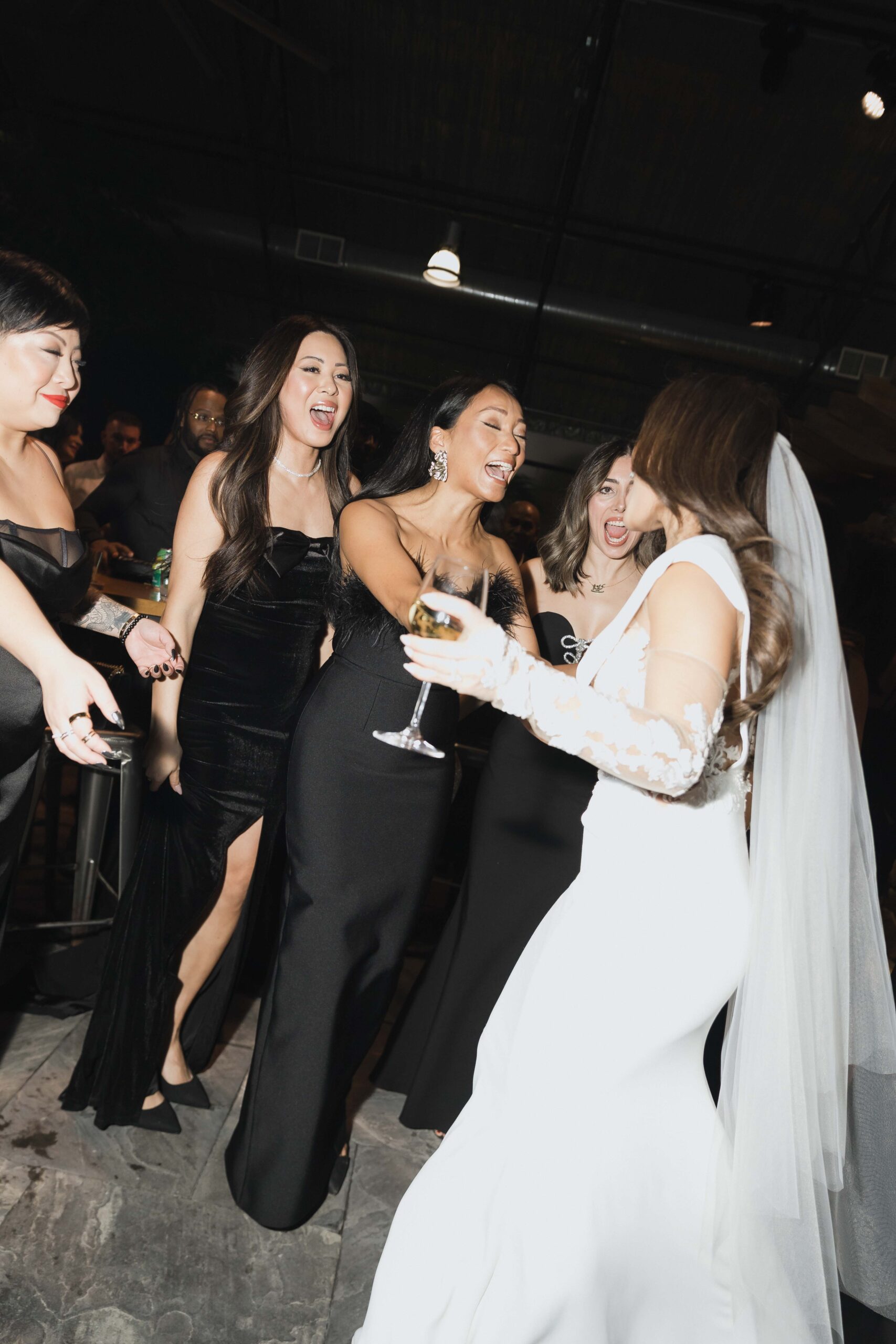 Snowy Winter Wedding With an All Black Dress Code at a Greenhouse - Sonia V Photography