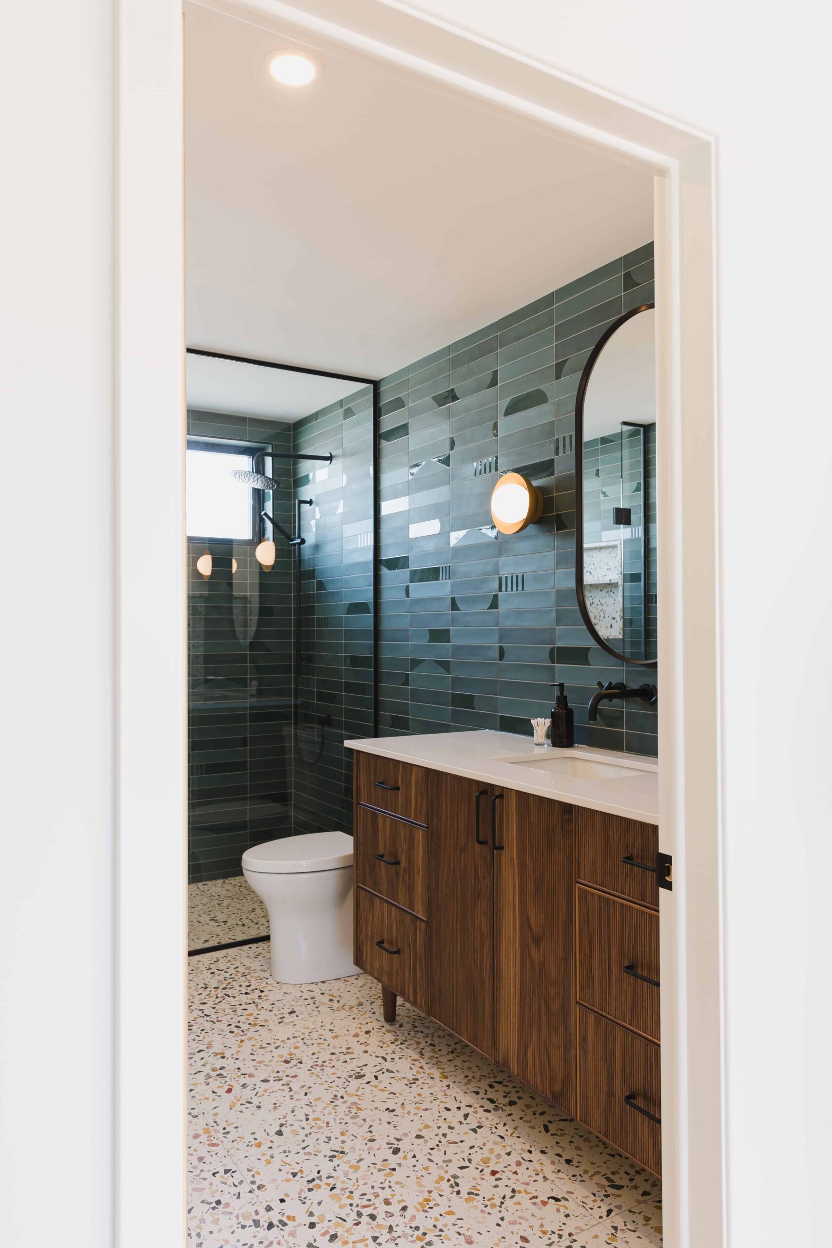 Green Mid Century Modern Bathroom - Sonia V Photography