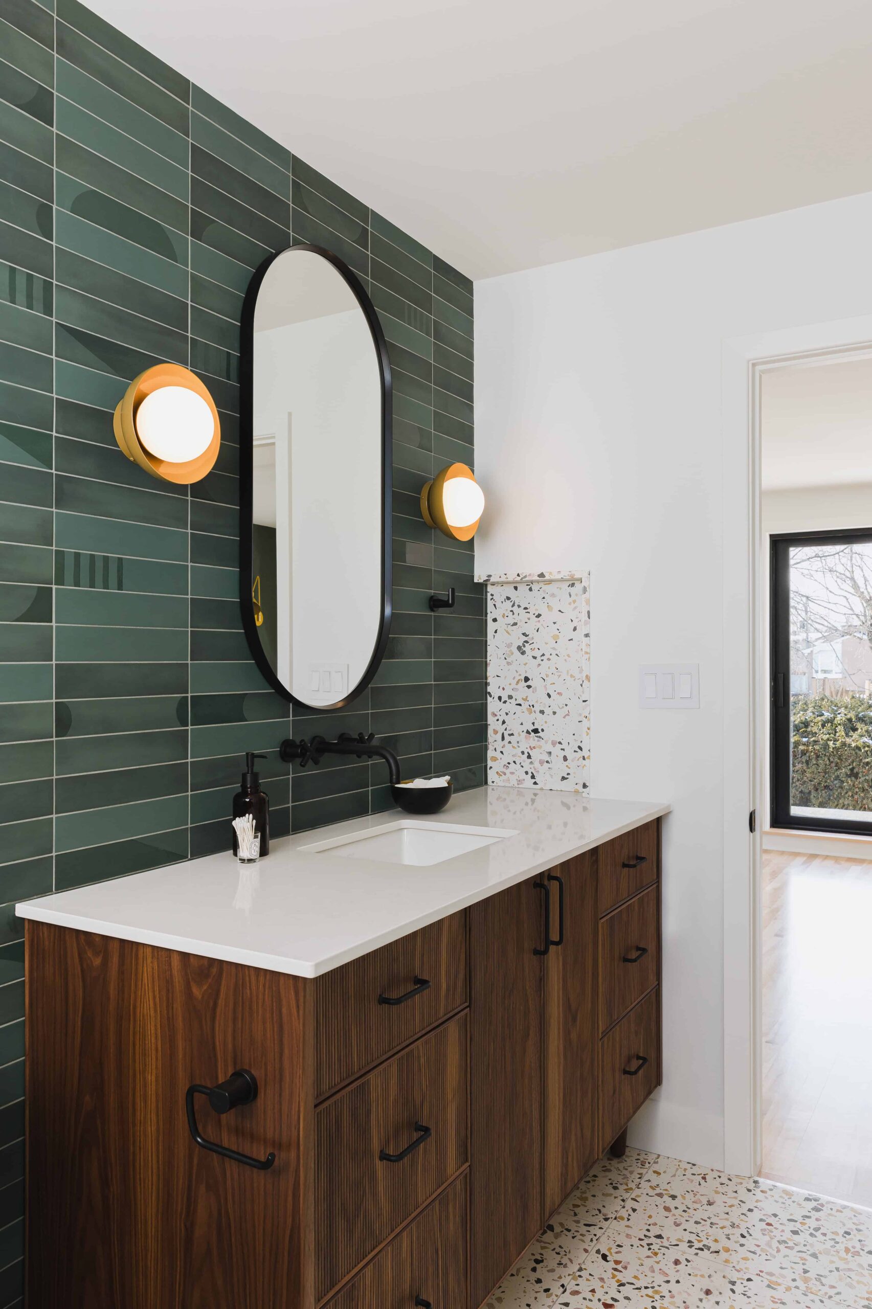 Green Mid Century Modern Bathroom - Sonia V Photography