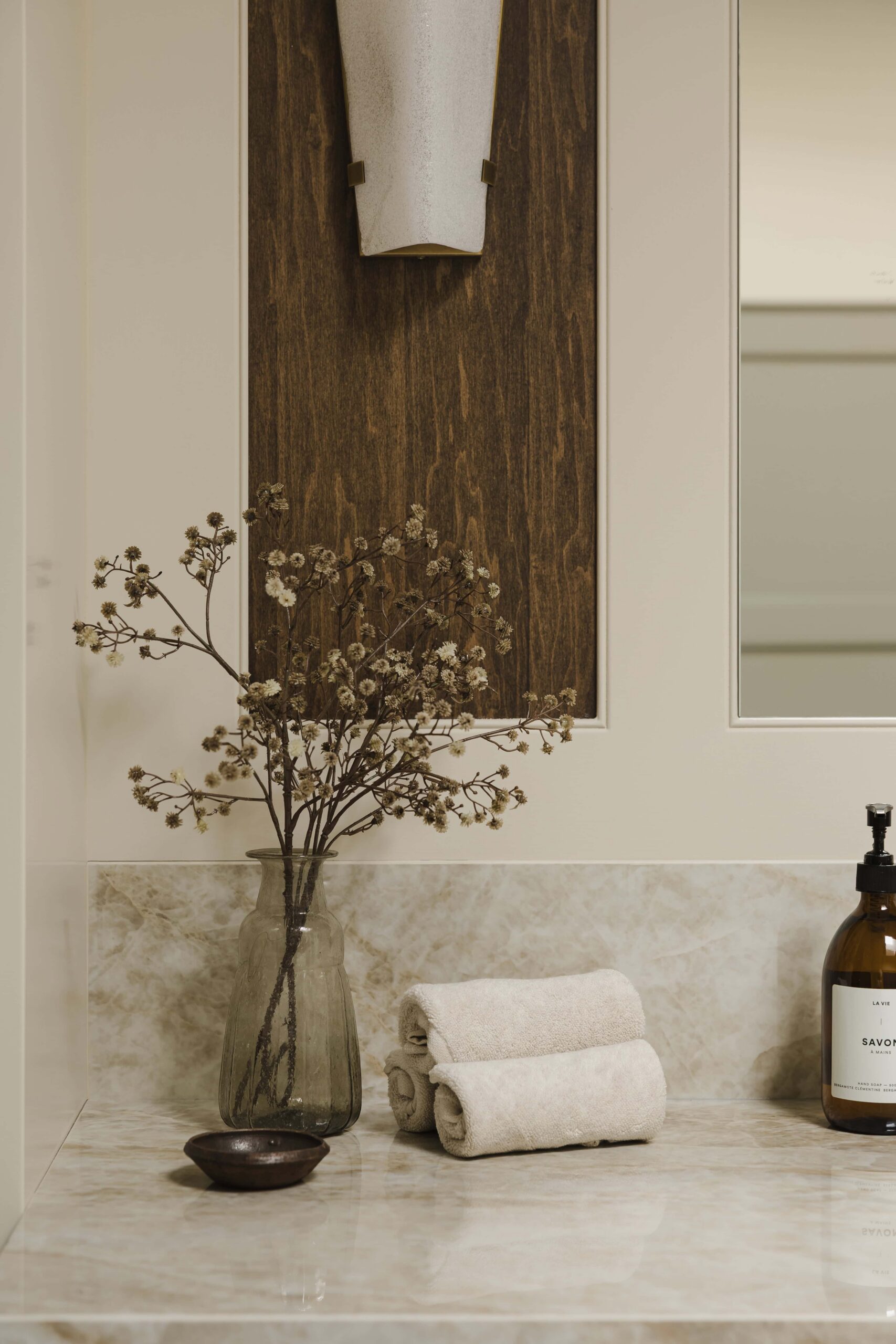 Moody Olive Kitchen and Marble Ensuite - Sonia V Photography