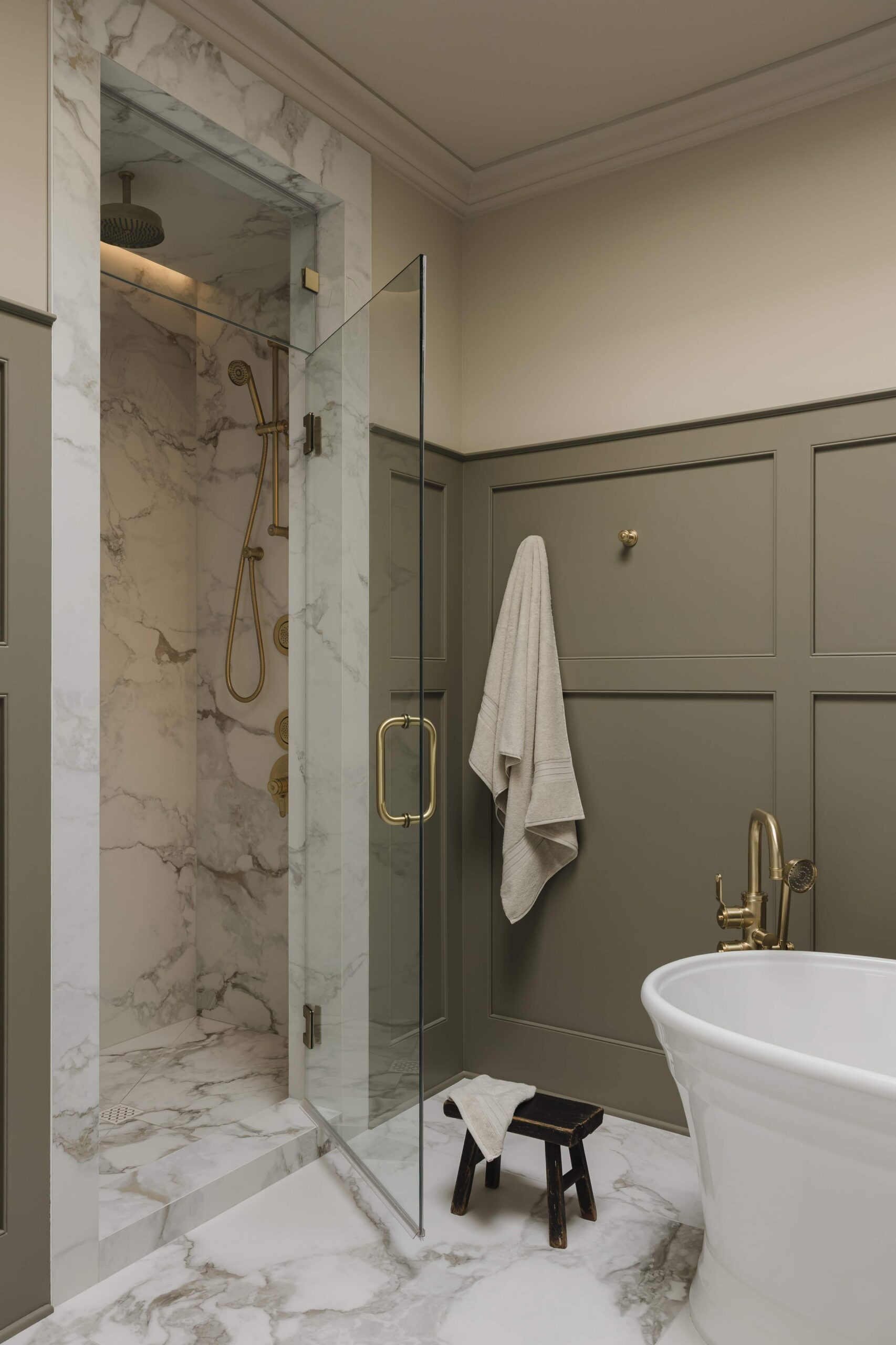 Moody Olive Kitchen and Marble Ensuite - Sonia V Photography