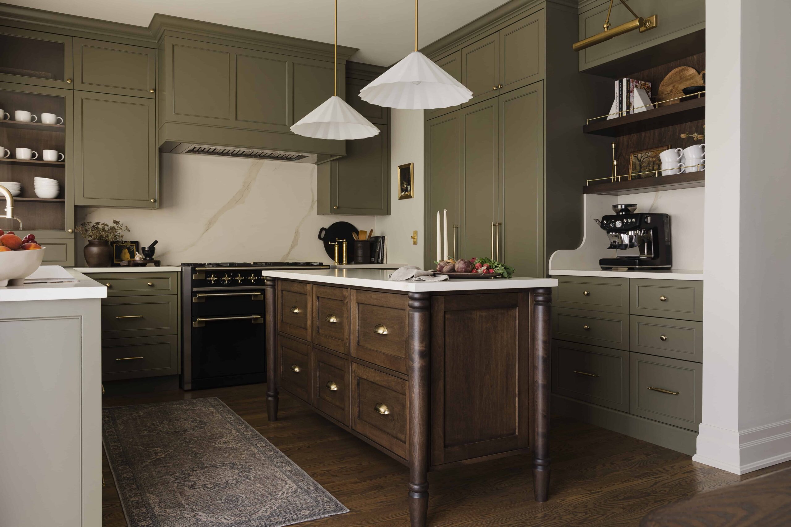 Moody Olive Kitchen and Marble Ensuite - Sonia V Photography
