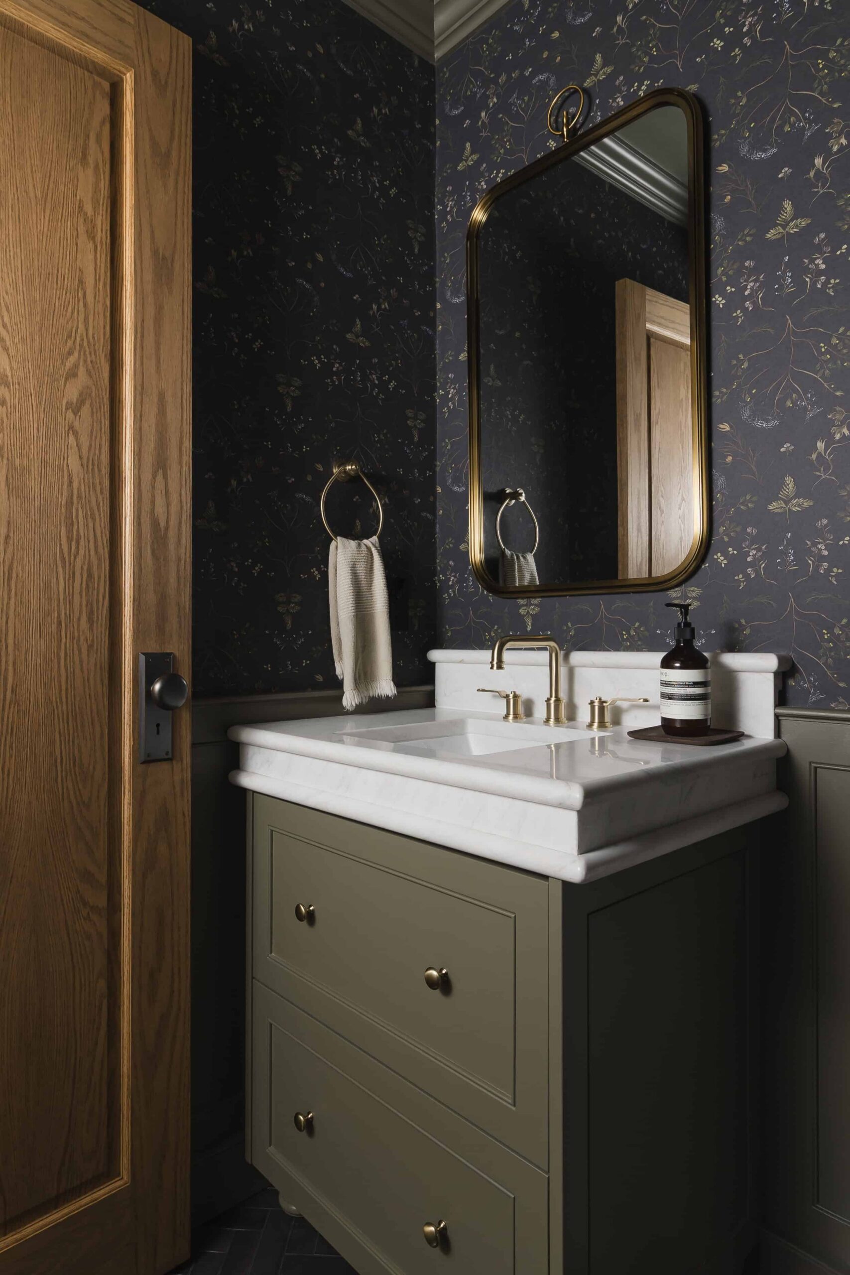 Moody Olive Kitchen and Marble Ensuite - Sonia V Photography